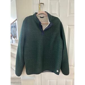 Marine Layer Corbet Reversible Quilted Henley Cream Dark Green Long Sleeve